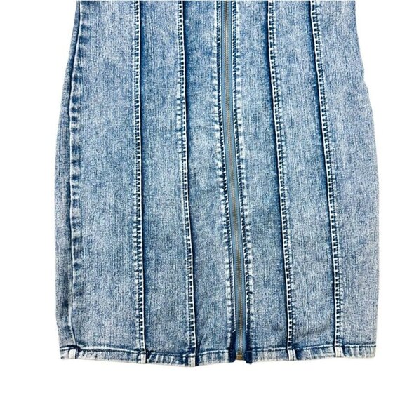 Denim Corset-Style Mini Dress W/ Front Zipper Closure By Iris Size L - Picture 4 of 14